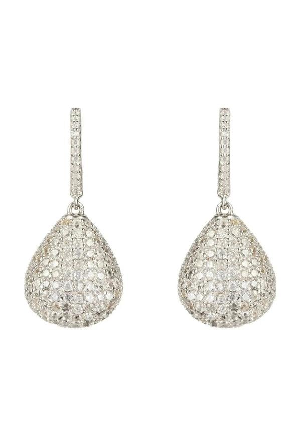 Valerie Pear Drop Gemstone Earrings Silver White Cz - LATELITA Earrings