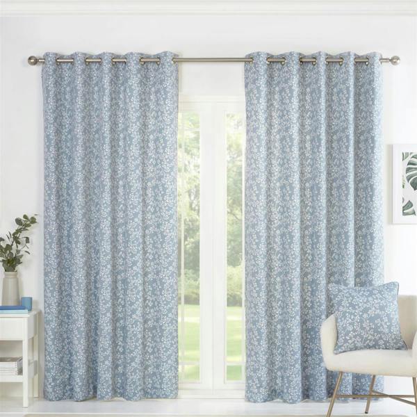 Sade Blue Eyelet Curtains 90x90"