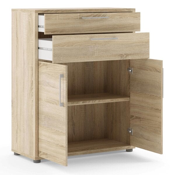 Wyld Haus Dris Natural Oak Wood Effect Bookcase 1 Shelf 4 Drawers