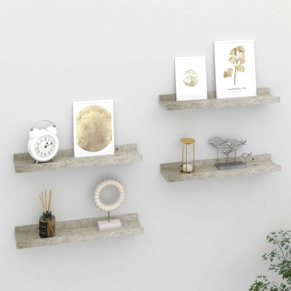 Berkfield Wall Shelves 4 pcs Concrete Grey 40x9x3 cm