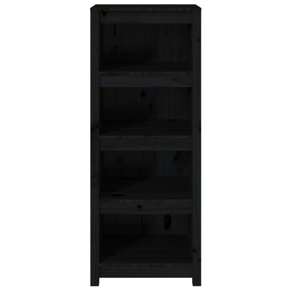 Berkfield Book Cabinet Black 50x35x125.5 cm Solid Wood Pine