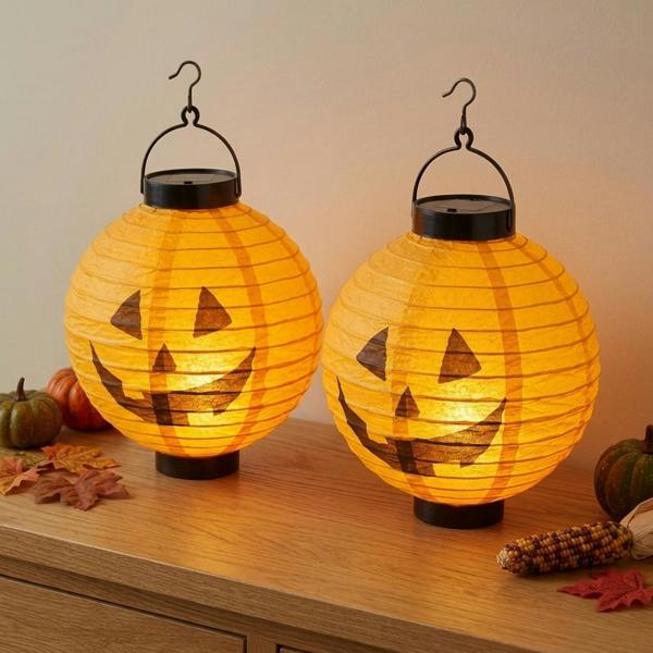 Garden Greatness 2 Pack Hanging LED Jack-O'-Lanterns