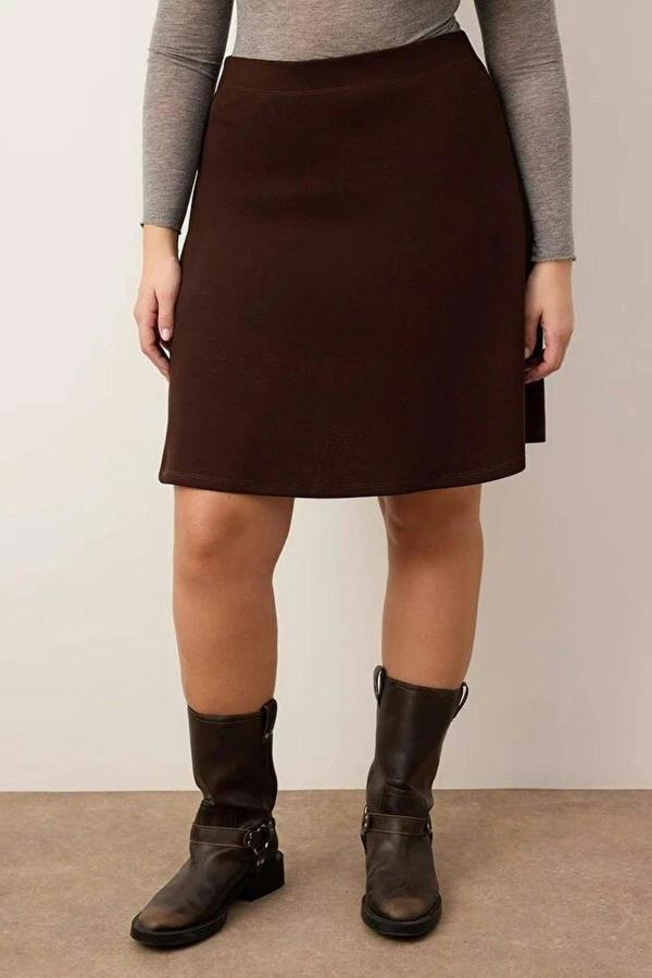 WOVCOR Elastic Waist Mini Knitted Plus Size Skirt