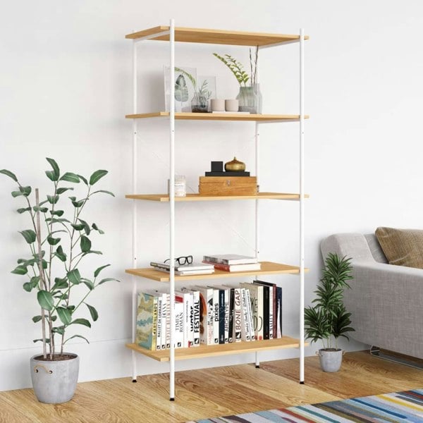 Berkfield 5-Tier Shelving Unit White and Oak 80x40x163 cm