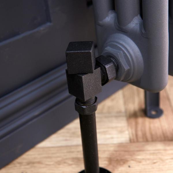Flode Angled Square Manual Radiator Valve Pack | 15mm x 1/2″ | Anthracite