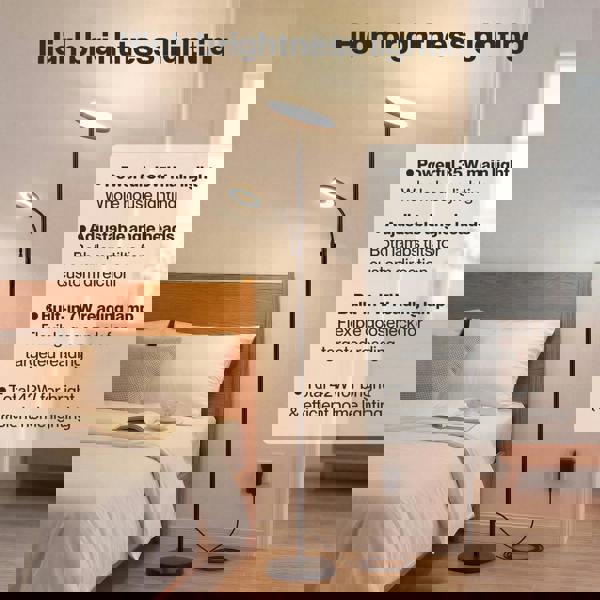 Emitto Mother & Child Floor Lamp Uplighter Adjustable Reading Light with Remote