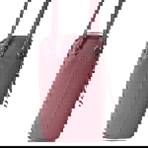 Assots London 'LEO' Carmine Pink Nappa Real Leather Crossbody Mobile Phone Bag