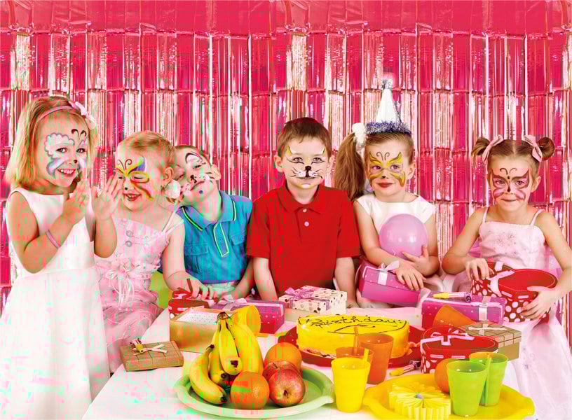 Cheetah Metallic Tinsel Curtain, 2.5M x 1M Red