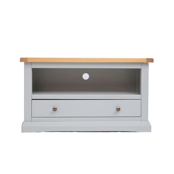 Loreo Light Grey 1 Drawer TV Cabinet Brass Knob
