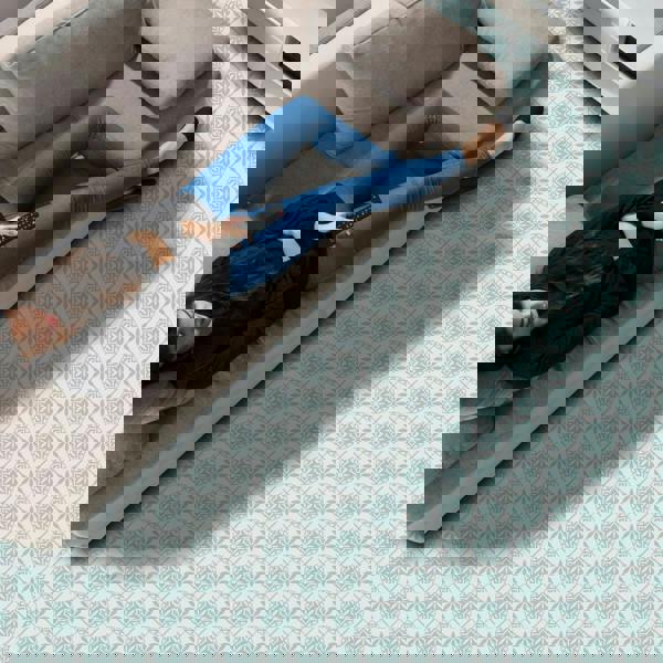 WFS6020 - Seamless Turquoise Shaded Floral Pattern Floor Stickers 120cm x 60 cm