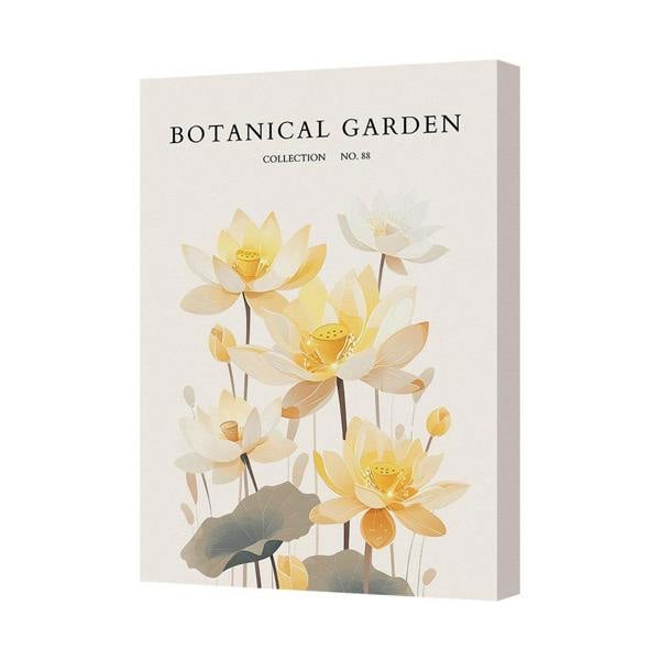 Benjamin Tate Design Botanical Garden Canvas Print Yellow Lotus Wall Art UK Handmade