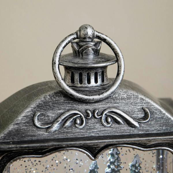 Samuel Alexander 22cm Dual Powered Silver Santa Sleigh Christmas Water Spinner Lantern