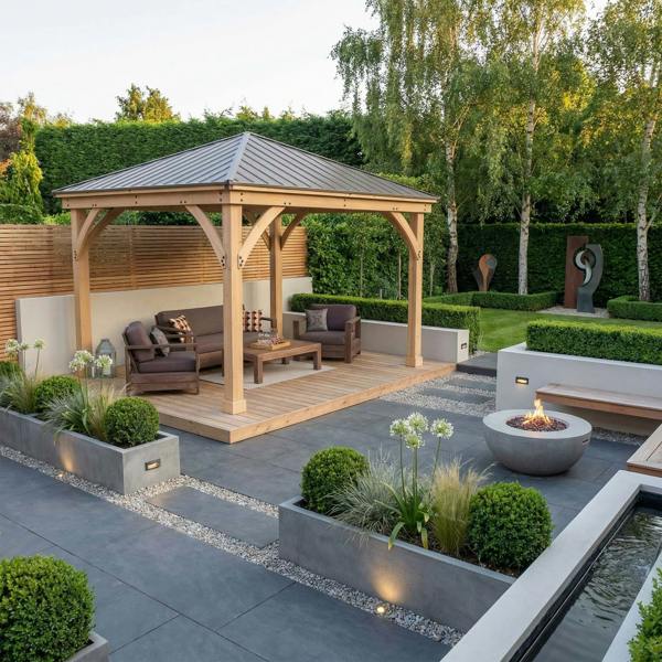 Yardistry Wooden Gazebo 12ft x 12ft (3.7m x 3.7m), Meridian Series 3.7m x 3.7m Wooden Gazebo 1