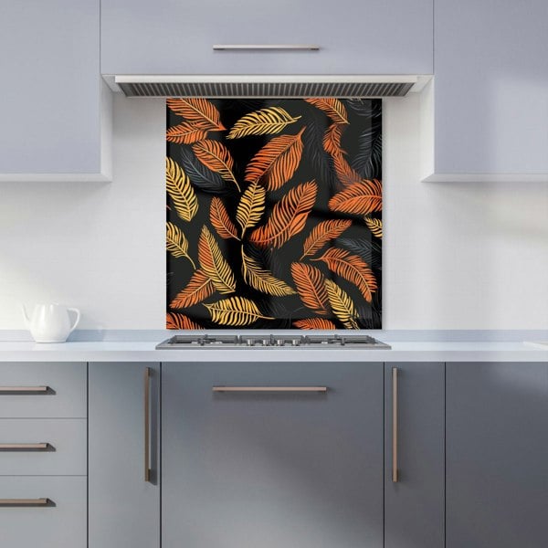 Warren Reed - Designer Orange Feather Leaves Kitchen Splashback