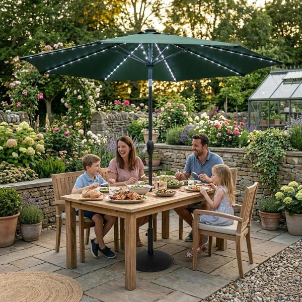 Jardi LED Tilt Parasol 2.7m – Green