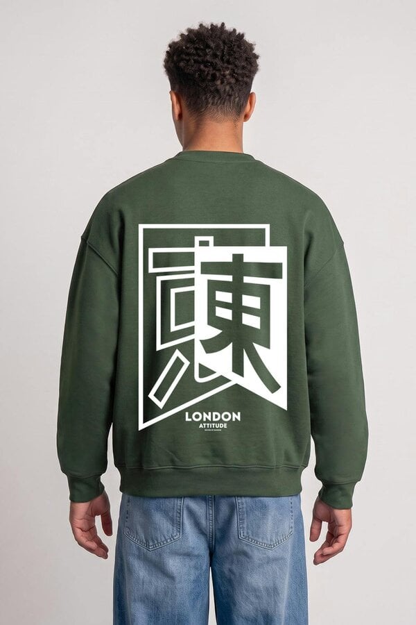 London Attitude Relaxed Fit Japanese Inspired Graphic Sweatshirt