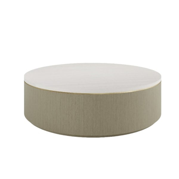 Ouro Luxury Round Natural Stone Top & Antique Brass Coffee Table