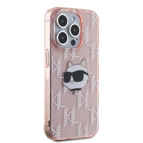 Karl Lagerfeld IML Choupette Head & Monogram Case for iPhone 15 Pro 6.1" Pink - KLHCP15LHKLPCHP