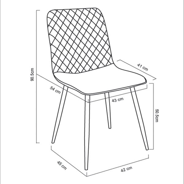 Set of 4 Velvet Fabric Dining chairs Lexi