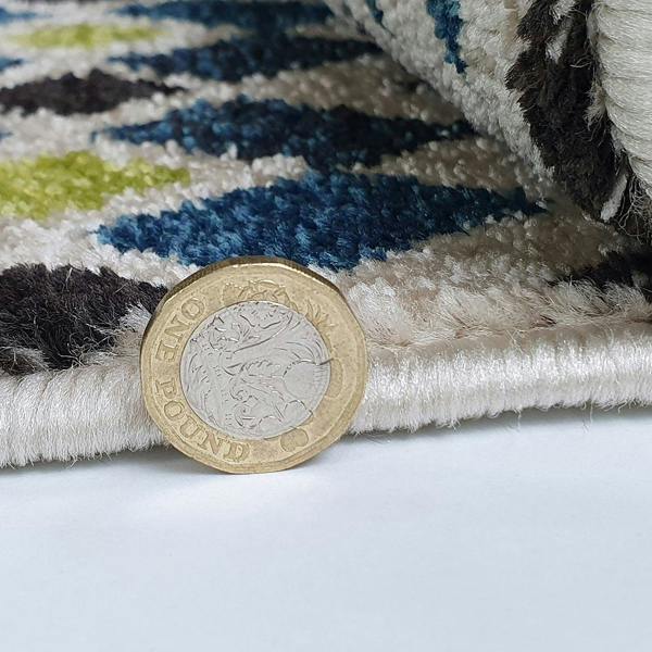 Cream Blue Green Rug Geometric Diamond Pattern Carpet Runner Modern Small Large