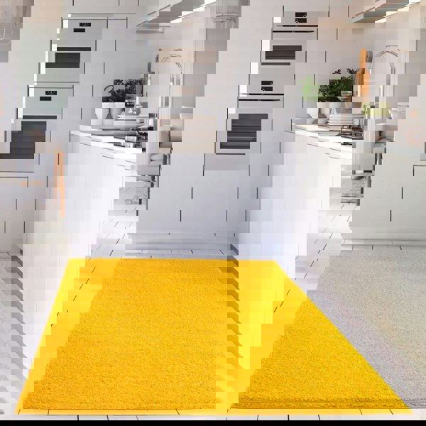 Shaggy Rug Plain Yellow high quality, non-shedding