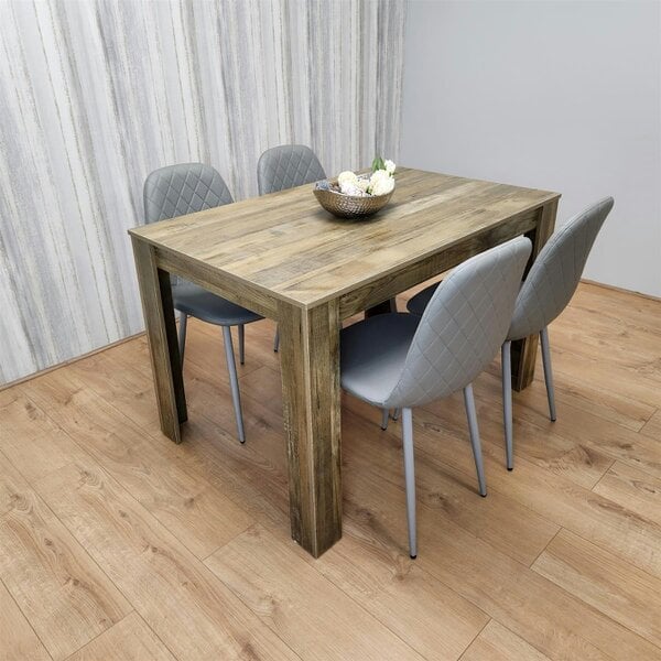 Kosy Koala Dining Set of 4 Dining Table and 4 Grey Gem Patterned Stitiched Chairs