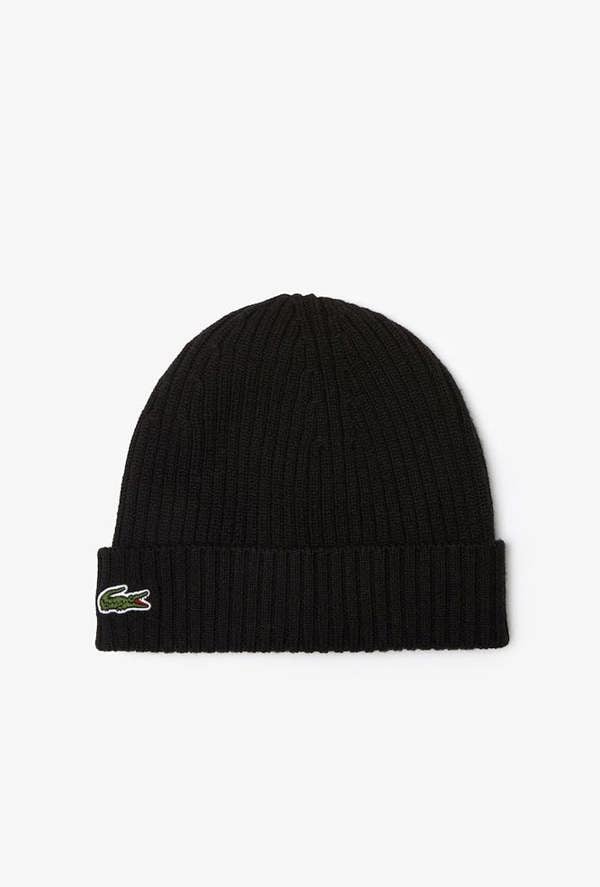Lacoste Men's Rib Knit Brushed Wool Beanie