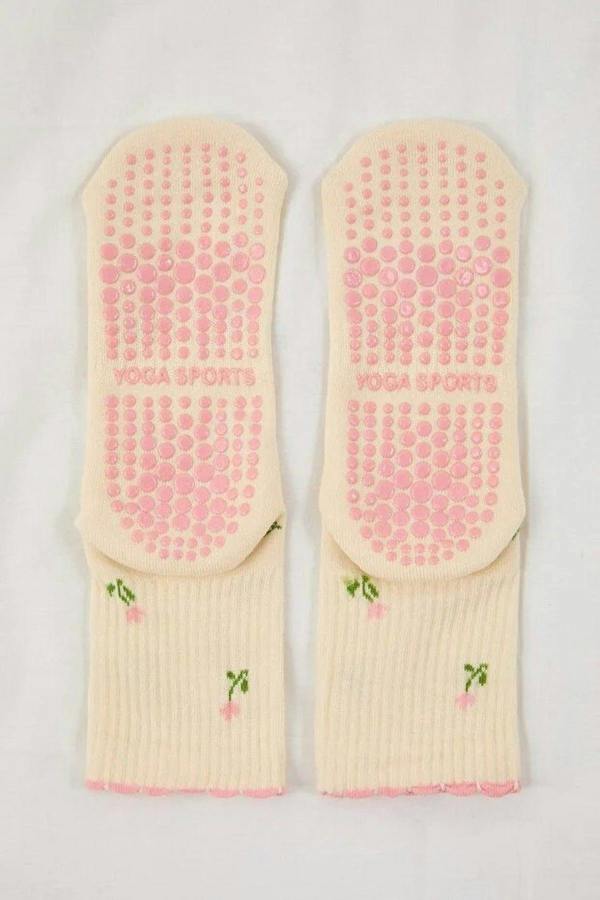 WOVCOR Patterned Non-Slip Yoga Knit Socks