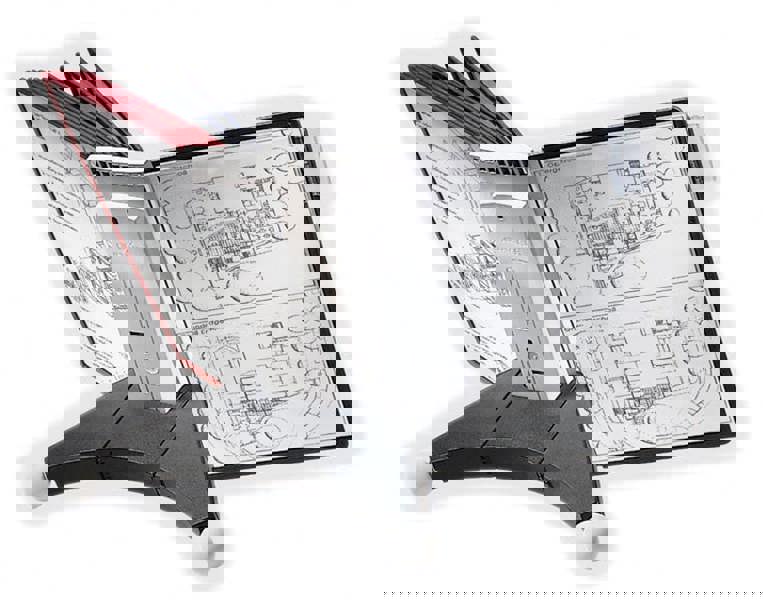 Durable SHERPA TABLE 10 Panel Display Panel Holder | 10 Panels | A4 Red & Black