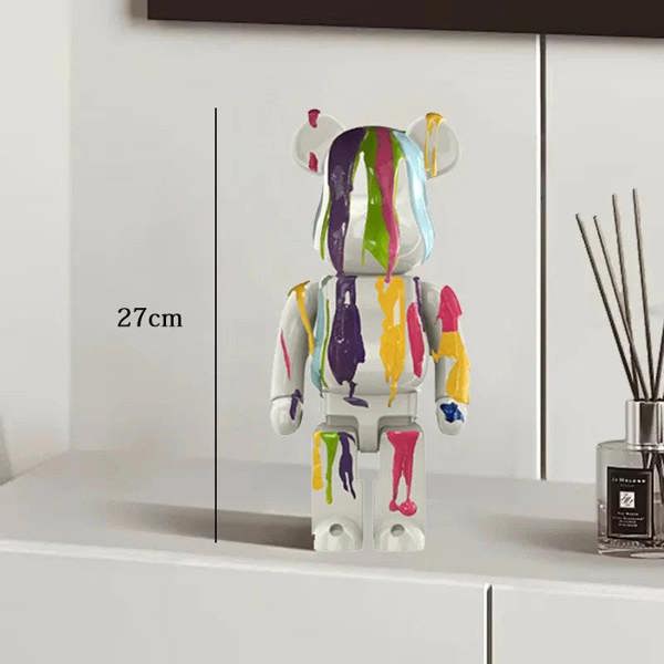 Graffiti Bear Resin Statue Decor | Modern Colourful Bear Ornament 27cm