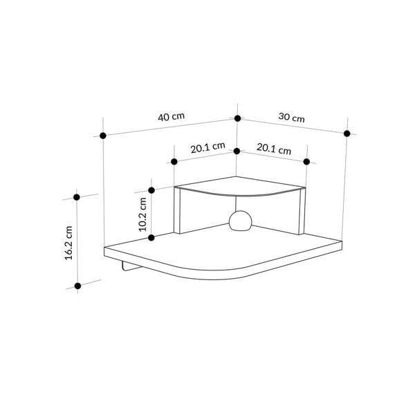 Decortie Floating Bedside Table Modern Corner Design Nightstand 30cm Wall-mounted w/ LED Lamp in 3-tones for Bedroom