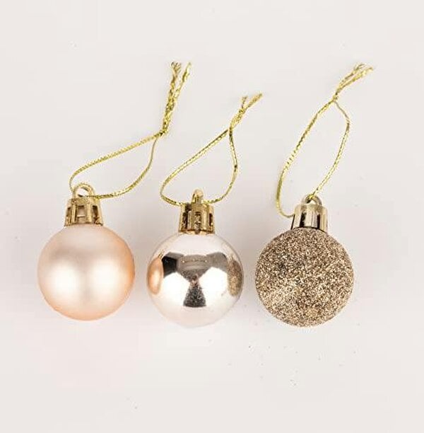Shatchi 30mm Champagne Gold Christmas Baubles in 12 or 24 Pack, Shatterproof Tree Decorations - 24 Pack - PVC - Champagne Gold