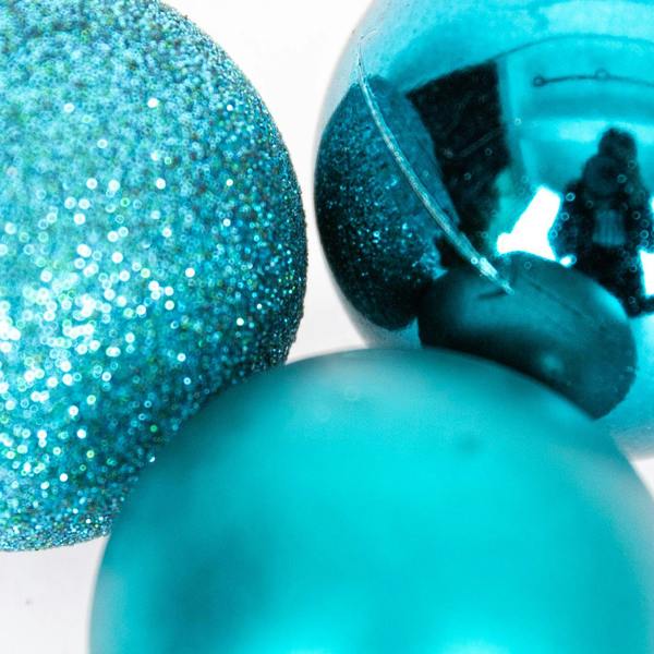 Shatchi 5cm Shatterproof Teal Blue Christmas Baubles Set for Tree and Festive Display