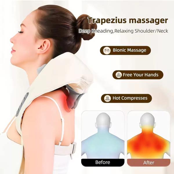 Dragodirect Neck Massager with Heat Shoulder Massager Shiatsu Neck and Back Massager Muscle Pain Relief
