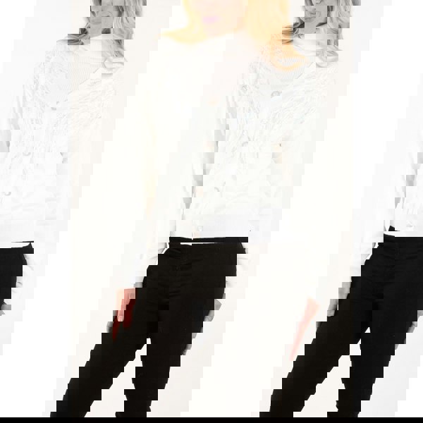 Blue Vanilla Pearl Button Embellished Front Cardigan