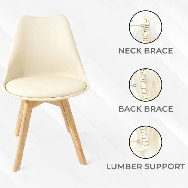 Kosy Koala Stone Grey Effect Wood Dining Table Set with 4 Cream Plastic Chairs Modern Dining Room Furniture
