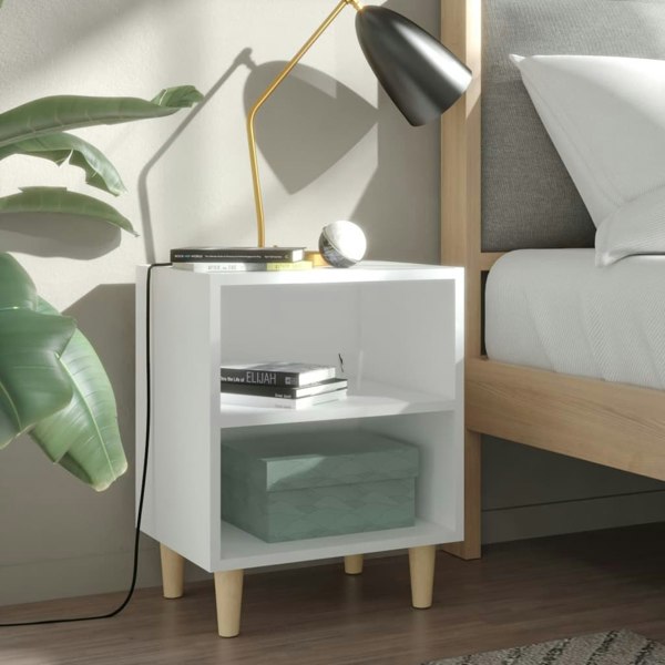 Berkfield Bed Cabinets with Solid Wood Legs 2 pcs White 40x30x50 cm