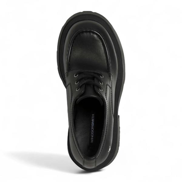 Windsorsmuth Starcrossed - Women's Black Leather Chunky Platform Shoes