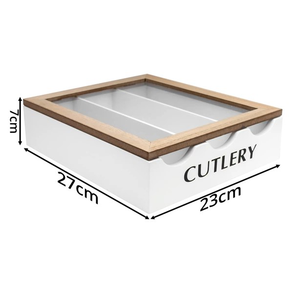 Maison des Cadeaux 3-Compartment Window-Lid Cutlery & Utensil Organiser