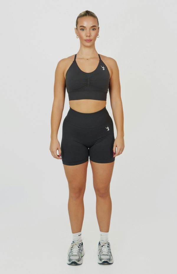 V3 Apparel Tempo Seamless Scrunch Shorts & Multi-Way Sports Bra Set - Slate Grey