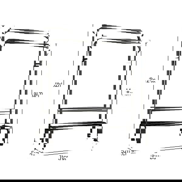 Living and Home 2-Rod Clothes Rack Garment Holder with Wheels
