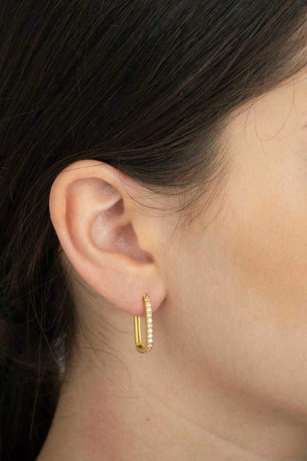 Gold Trip Large Crystal U Hoop Earrings