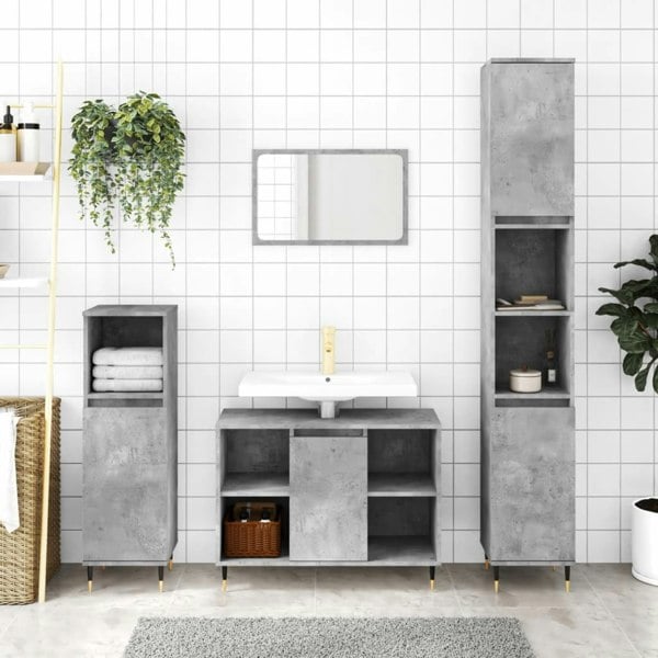 Berkfield Bathroom Cabinet Concrete Grey 30x30x100 cm Engineered Wood