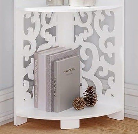 Modcraft White Free-Standing Corner Shelf – 4-Tier PVC Storage Unit for Bathroom, Bedroom, Living Room & More