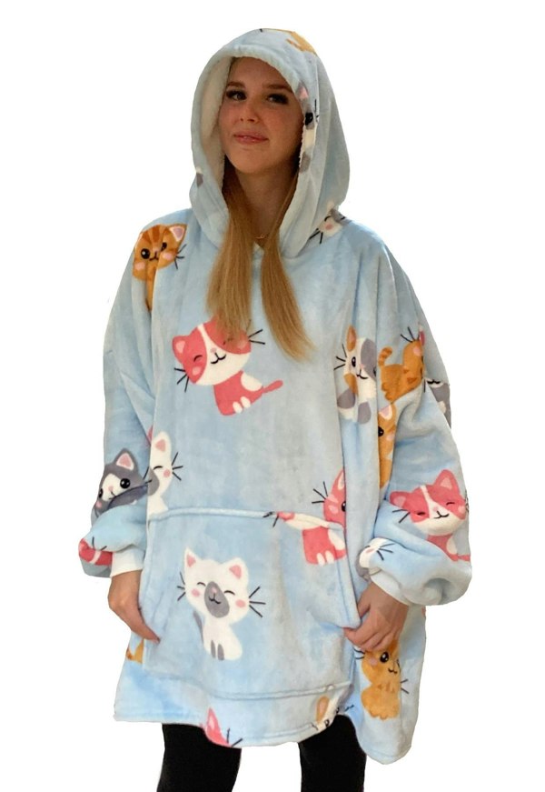 Urban Unique Kitties Sherpa Fleece Hoodie Oversized