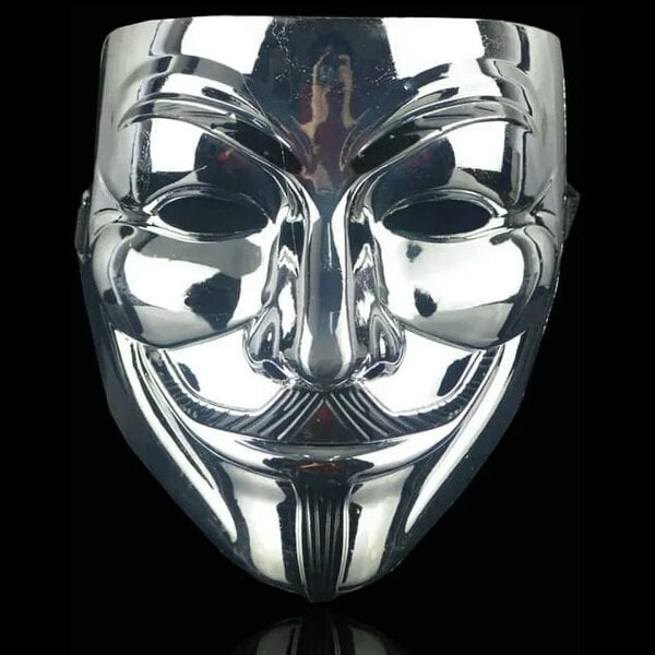 ATEK Guy Fawkes Anonymous Fancy Dress Face Mask Silver