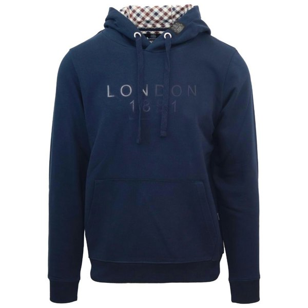 Aquascutum Bold London 1851 Logo Hoodie - Navy Blue