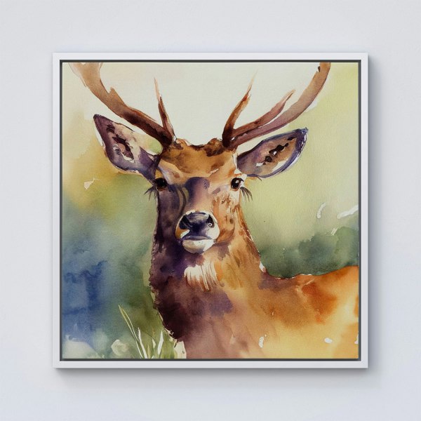 Warren Reed Splendid Stag Watercolour Framed Canvas