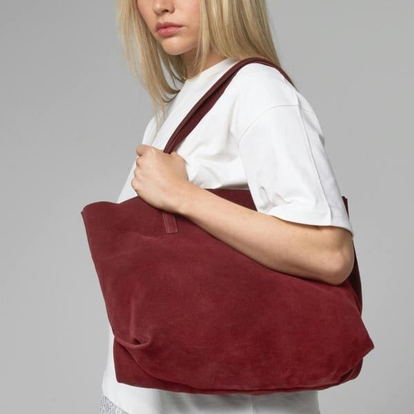 Barneys Originals Burgundy Suede Tote Bag
