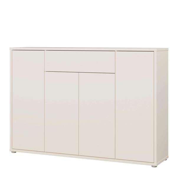 Furniture To Go Alice Springs Shoe Cabinet with 4 Doors Push-to-Open & 1 Drawer Push-to-Open in Sand